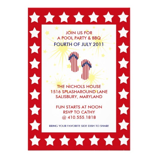 4th Of July Pool Party Invite 4th Of July Pool Party & Bbq Invitations 5" X 7