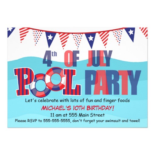 4th Of July Pool Party Invite Pool Party Invitation 4th July