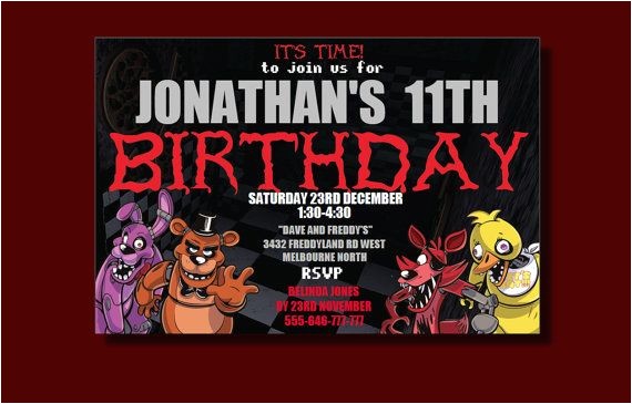 5 Nights at Freddy S Birthday Invitations Five Nights at Freddy S Birthday Invitation by