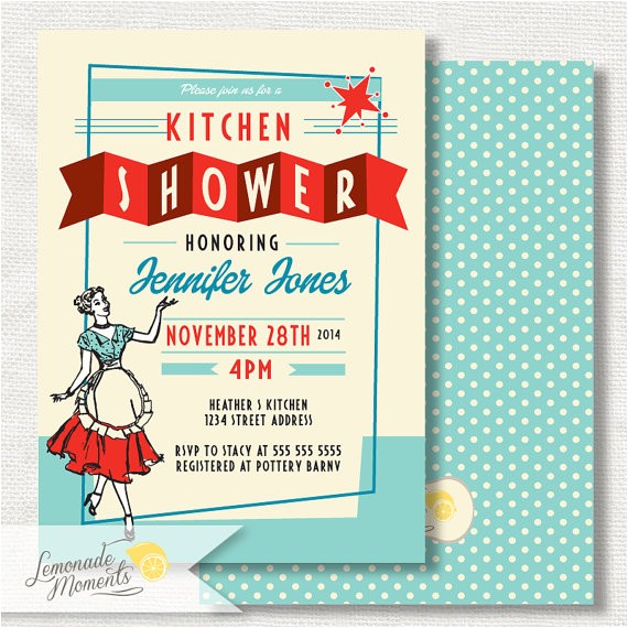 50 S Bridal Shower Invitations 50s Bridal Shower Invitation Retro Kitchen Bridal Shower