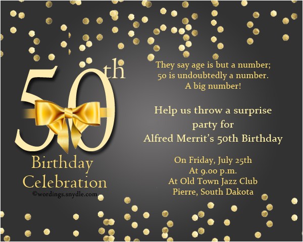 50th Birthday Invitation Sample 50th Birthday Invitation Wording Samples Wordings and