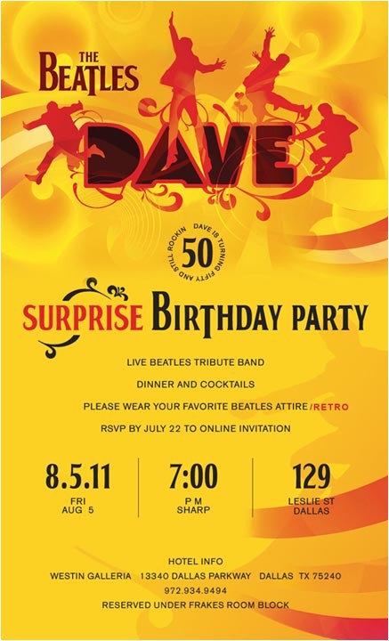 50th Birthday Roast Invitations “all You Need is Dave ” Dave’s Surprise 50th Birthday Party
