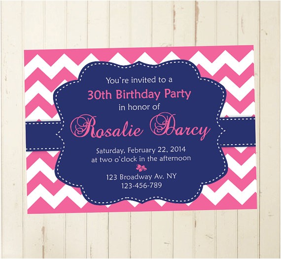 60th Birthday Brunch Invitations Navy and Pink Woman Invitation Brunch Birthday Invitation