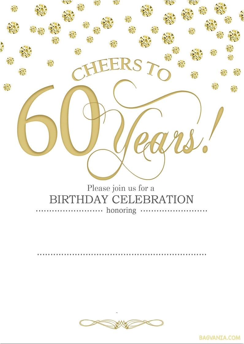 60th Birthday Invitation Template Cool Free Printable 60th Birthday Invitation Templates