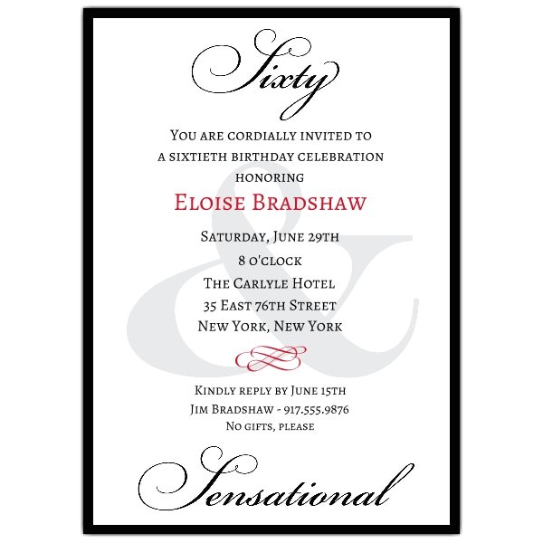 60th Birthday Invitation Wording Samples Classic 60th Birthday Milestone Invitations