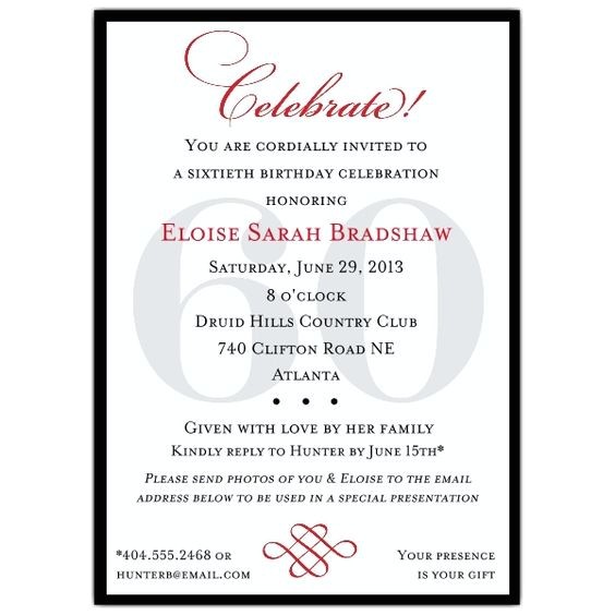 60th Birthday Invitation Wording Samples Sample Invitation Wording for 60th Birthday Gallery