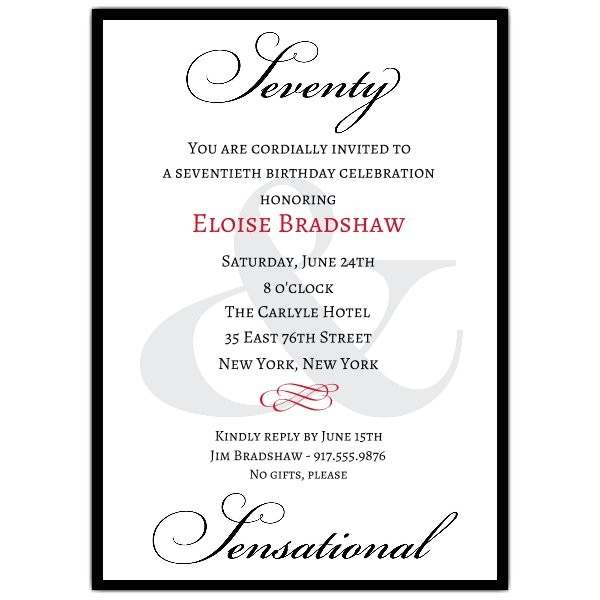 70th Birthday Invitation Wordings Classic 70th Birthday Milestone Invitations