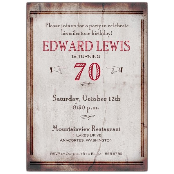 70th Birthday Invitation Wordings Old World 70th Birthday Invitations