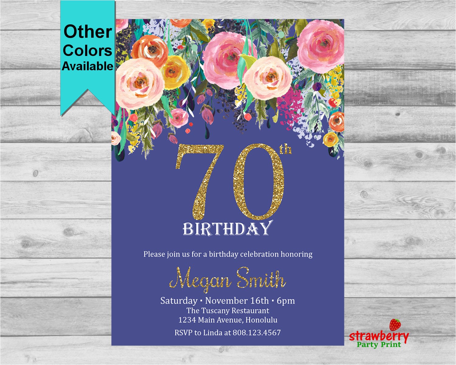 70th Birthday Invitations for Female 70th Birthday Invitation for Women Adult by