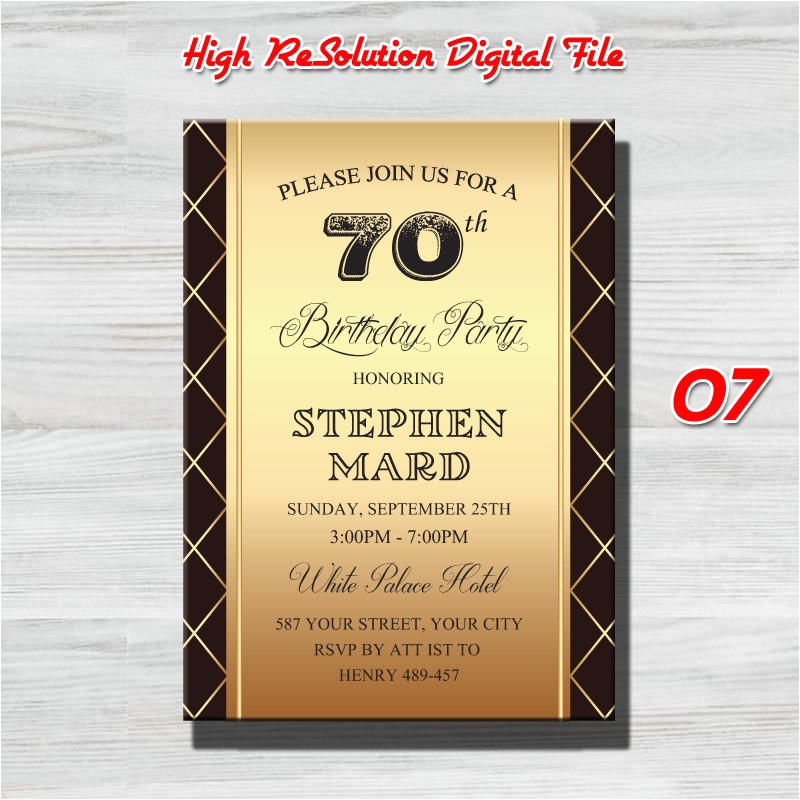 70th Birthday Invitations for Female 70th Birthday Invitation for Women for Men Birthday
