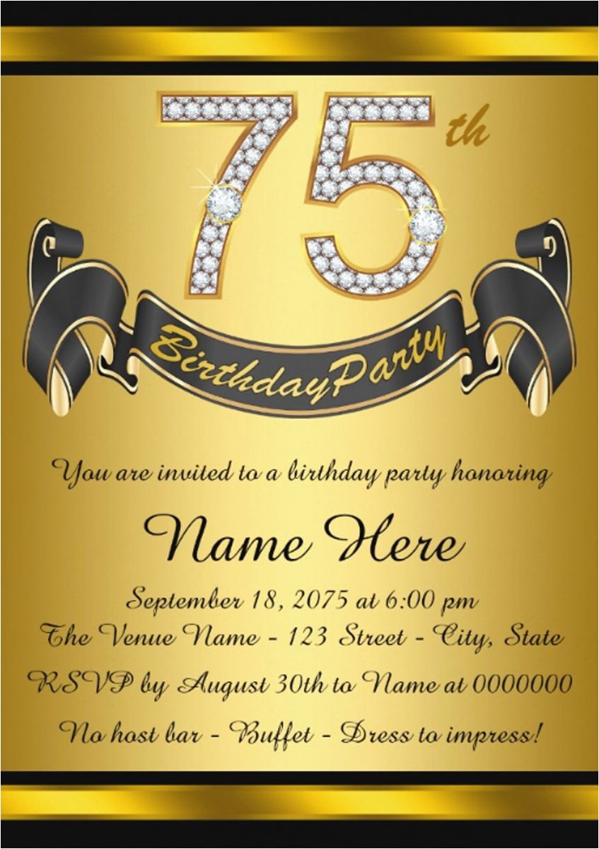 75th Birthday Party Invitation Templates 16 75th Birthday Invitations Unique Ideas