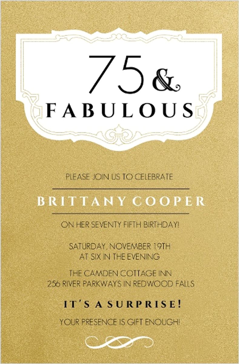 75th Birthday Party Invitation Templates 16 75th Birthday Invitations Unique Ideas