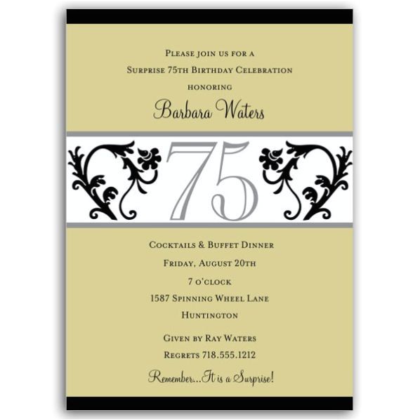 75th Birthday Party Invitation Wording Elegant Vine Chartreuse 75th Birthday Invitations Paperstyle 75th Birthday Party Invitation Wording Elegant Vine Chartreuse 75th Birthday Invitations Paperstyle