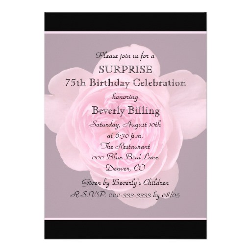 75th Surprise Birthday Invitations 75th Surprise Birthday Party Invitation Rose 5 Quot X 7