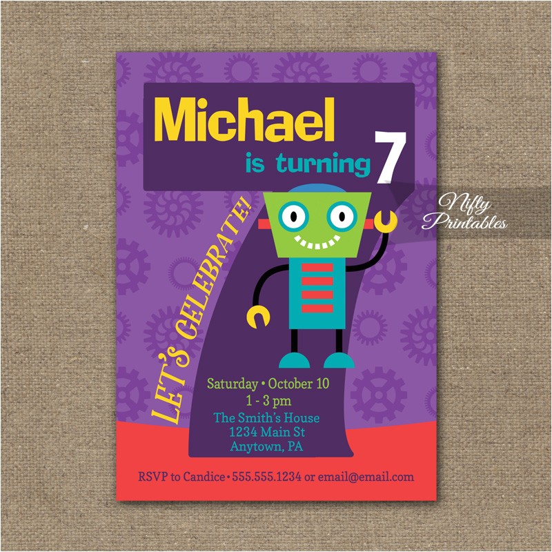 7th Birthday Invitation Card Printable 7th Birthday Invitation Boys Robot Invitation Nifty 7th Birthday Invitation Card Printable 7th Birthday Invitation Boys Robot Invitation Nifty