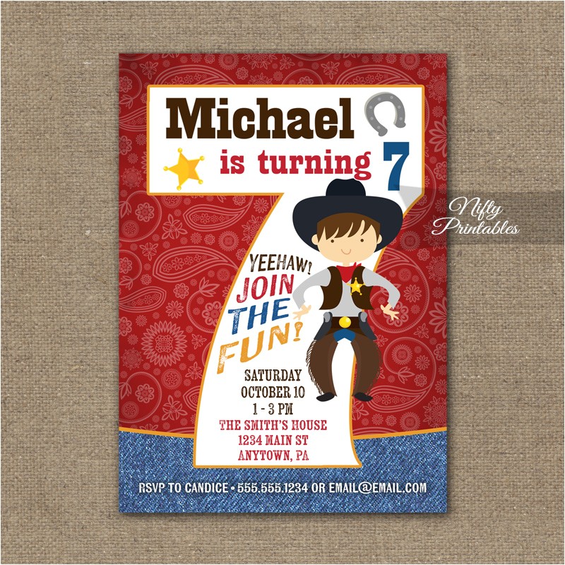 7th Birthday Invitation Card Printable 7th Birthday Invitation Cowboy Birthday Invitation 7th Birthday Invitation Card Printable 7th Birthday Invitation Cowboy Birthday Invitation
