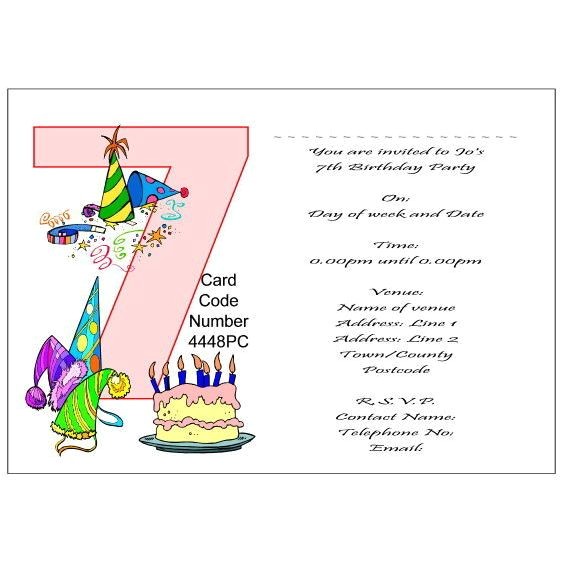 7th Birthday Invitation Sample 10 Best Images Of 7th Birthday Party Invitations 7th