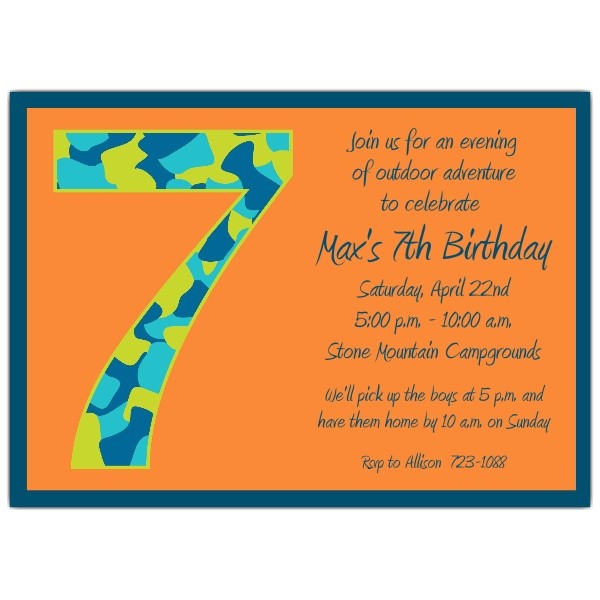 7th Birthday Invitation Sample Birthday Boy Camo 7th Birthday Invitations Paperstyle