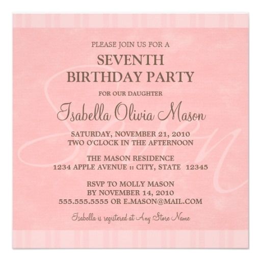 7th Birthday Invitation Sample Nice 7th Birthday Party Invitation Wording Download This