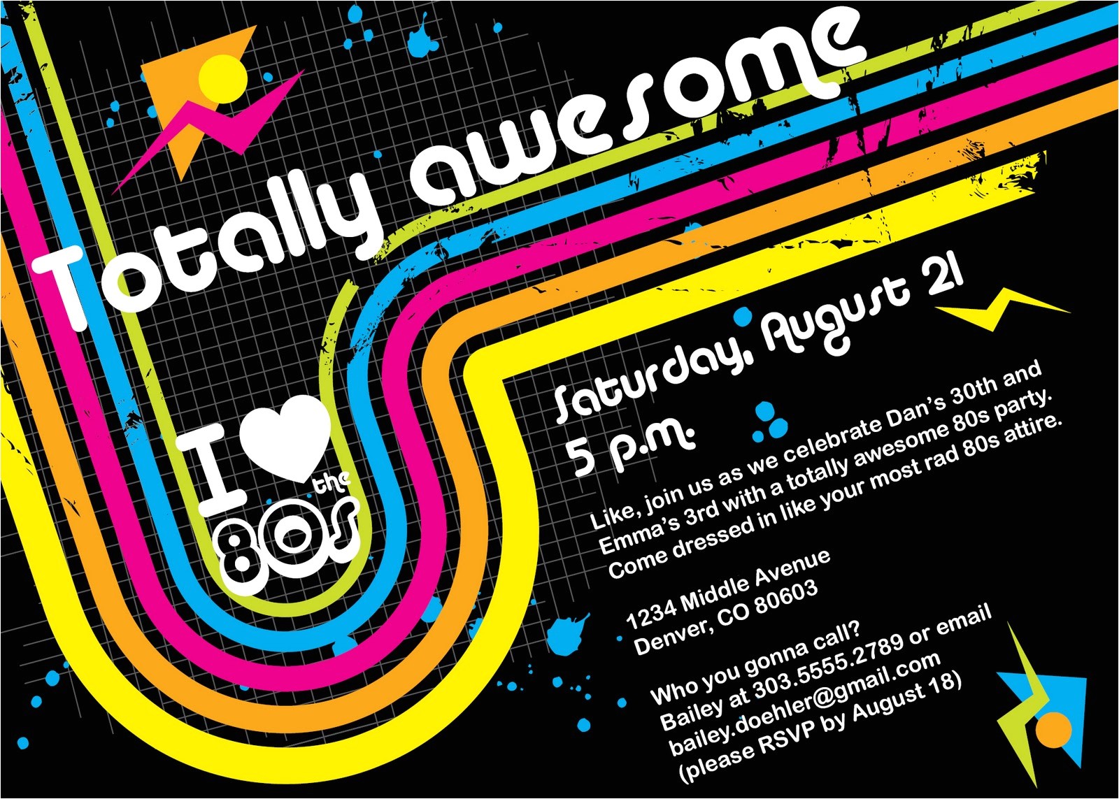 80s Party Invitations Template Free 80s Party Invitation Cimvitation