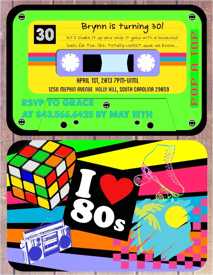 80s themed 40th Birthday Party Invitations I Love the 80 39 S theme Birthday Invitation Cassette Tape