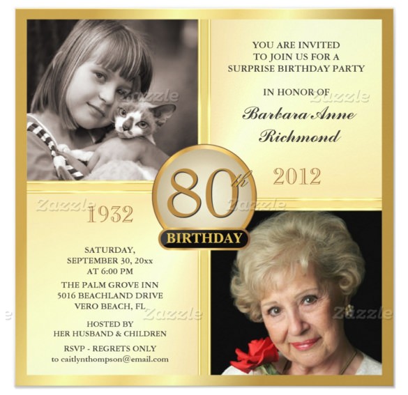 80th Birthday Invitation Templates 26 80th Birthday Invitation Templates Free Sample