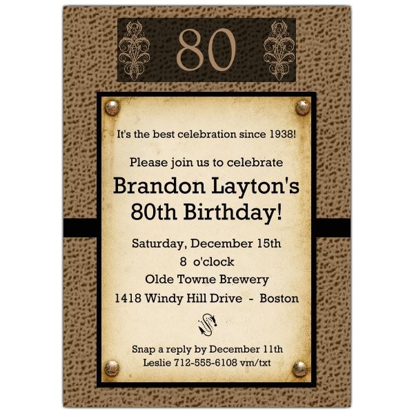 80th Birthday Invitation Wording Snakeskin Antique 80th Birthday Invitations Paperstyle