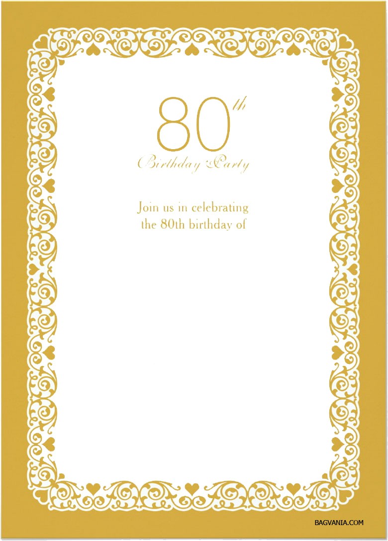 80th Birthday Invitations Templates Free Free Printable 80th Birthday Invitations Bagvania Free