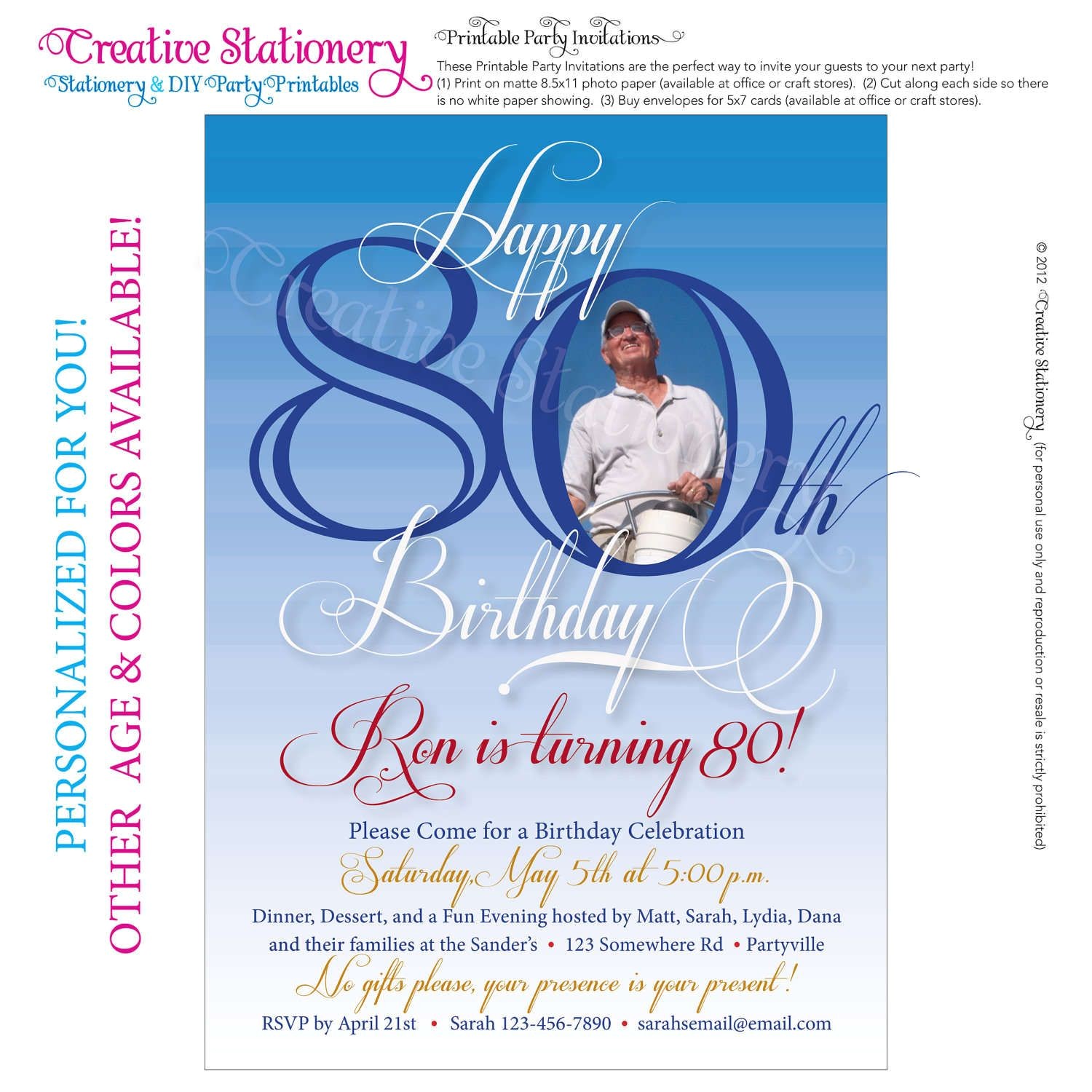 80th Birthday Invitations Templates Free Free Printable Invitations for 80th Birthday Party Party