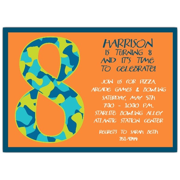 8th Birthday Invitation Templates Birthday Boy Camo 8th Birthday Invitations