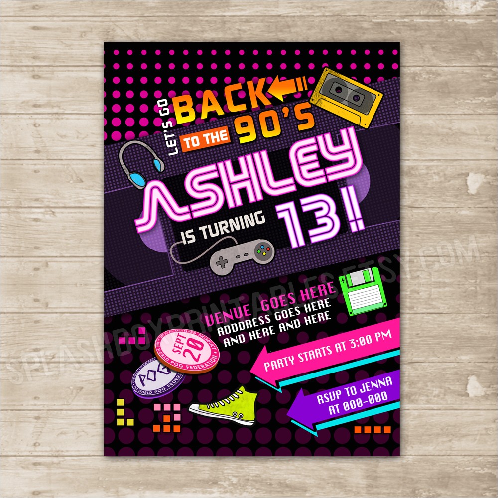 90s Party Invitation Template 90s Party Invitation