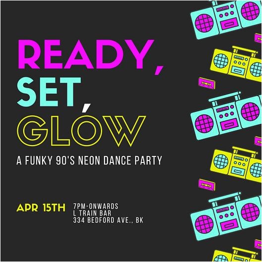 90s Party Invitation Template Glow 90 S Neon Dance Party Invitation Templates by Canva