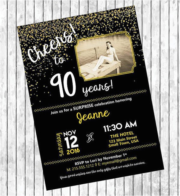 90th Birthday Party Invitations Templates Free 11 90th Birthday Invitations Designs Templates Psd