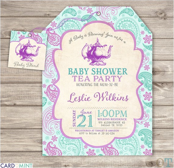 A Baby is Brewing Tea Party Baby Shower Invitations A Baby is Brewing Baby Shower Tea Party Invitations by