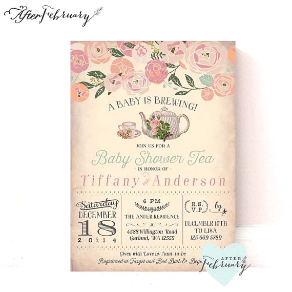 A Baby is Brewing Tea Party Baby Shower Invitations Baby Shower Tea Party Invitation A Baby is by afterfebruary