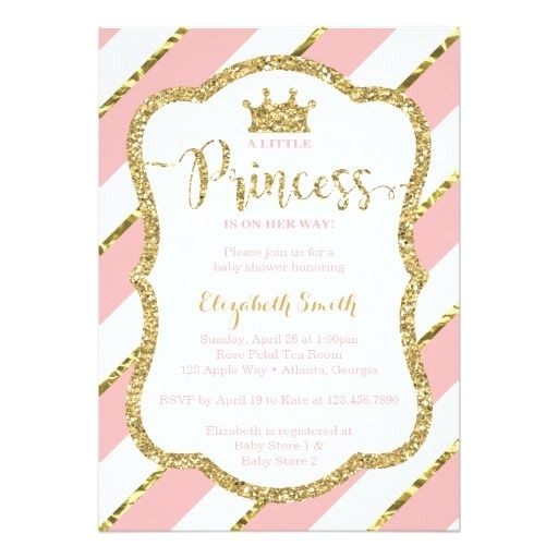 A New Little Princess Baby Shower Invitations Little Princess Baby Shower Invitation In Pink and Gold by