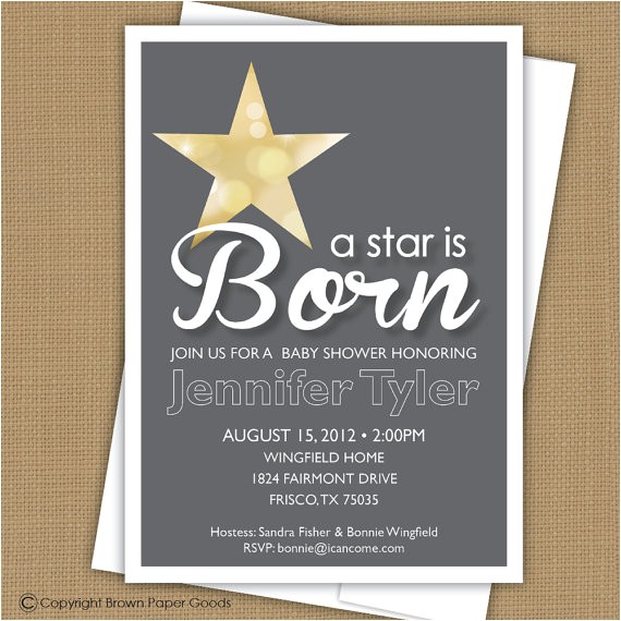 A Star is Born Baby Shower Invitations Baby Shower Invitation A Star is Born by Brownpaperstudios