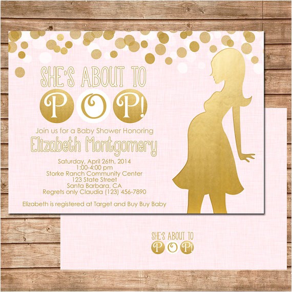 About to Pop Baby Shower Invitations She S About to Pop Baby Shower Invitation In Pink by