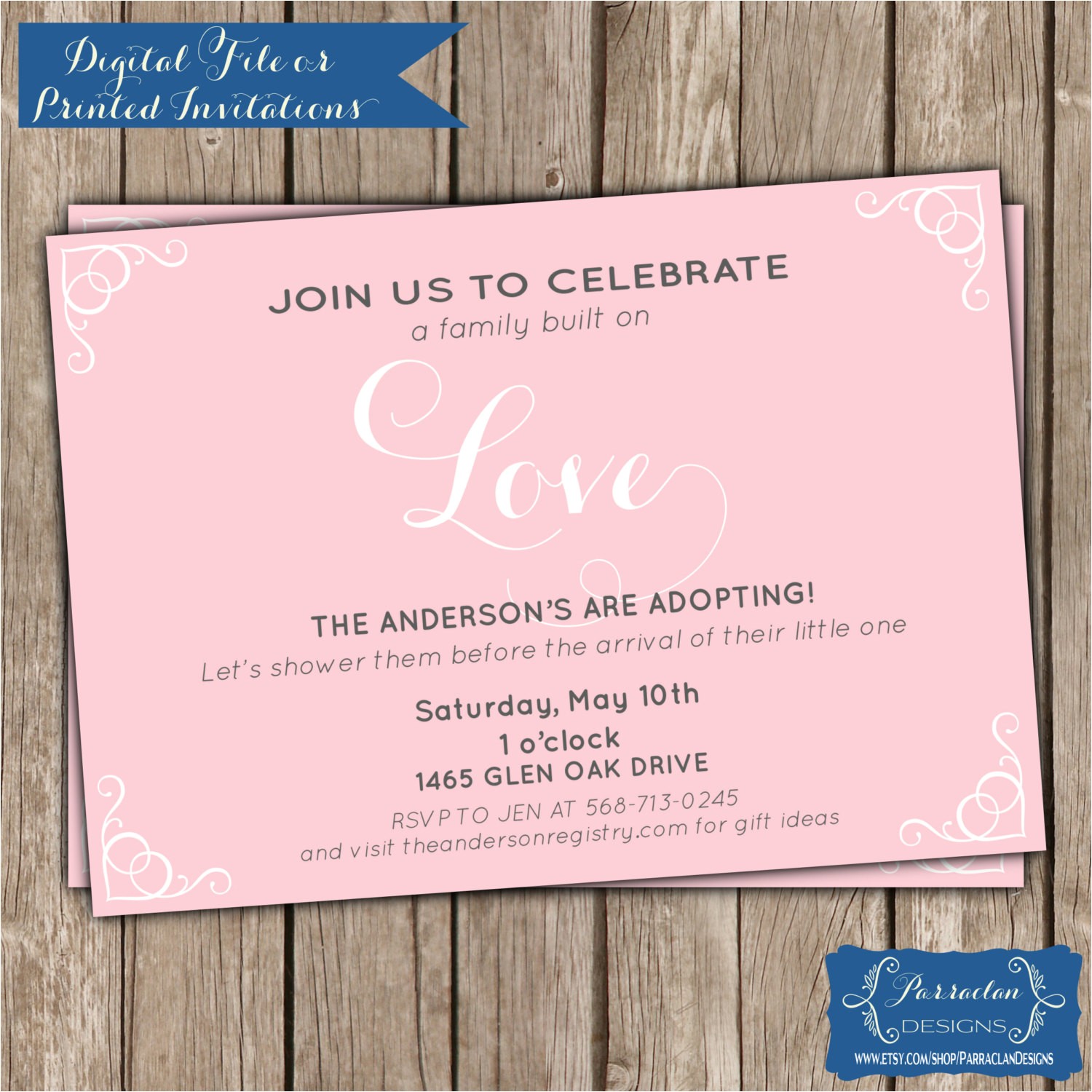 Adoption Baby Shower Invitation Wording Adoption Baby Shower Invitation Baby Girl by Parraclandesigns