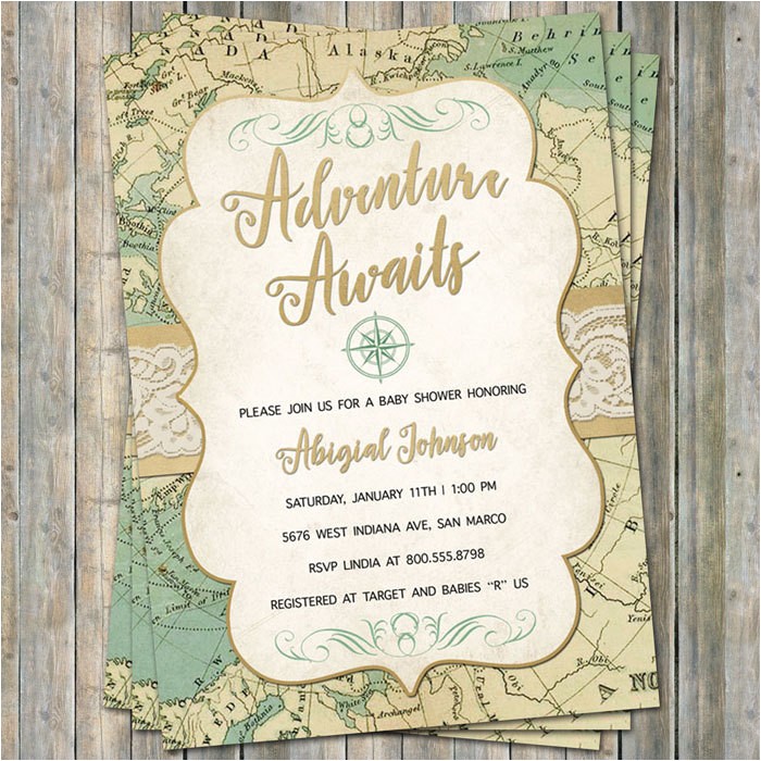 Adventure themed Baby Shower Invitations World Baby Shower Invitation Travel Baby Shower Adventure