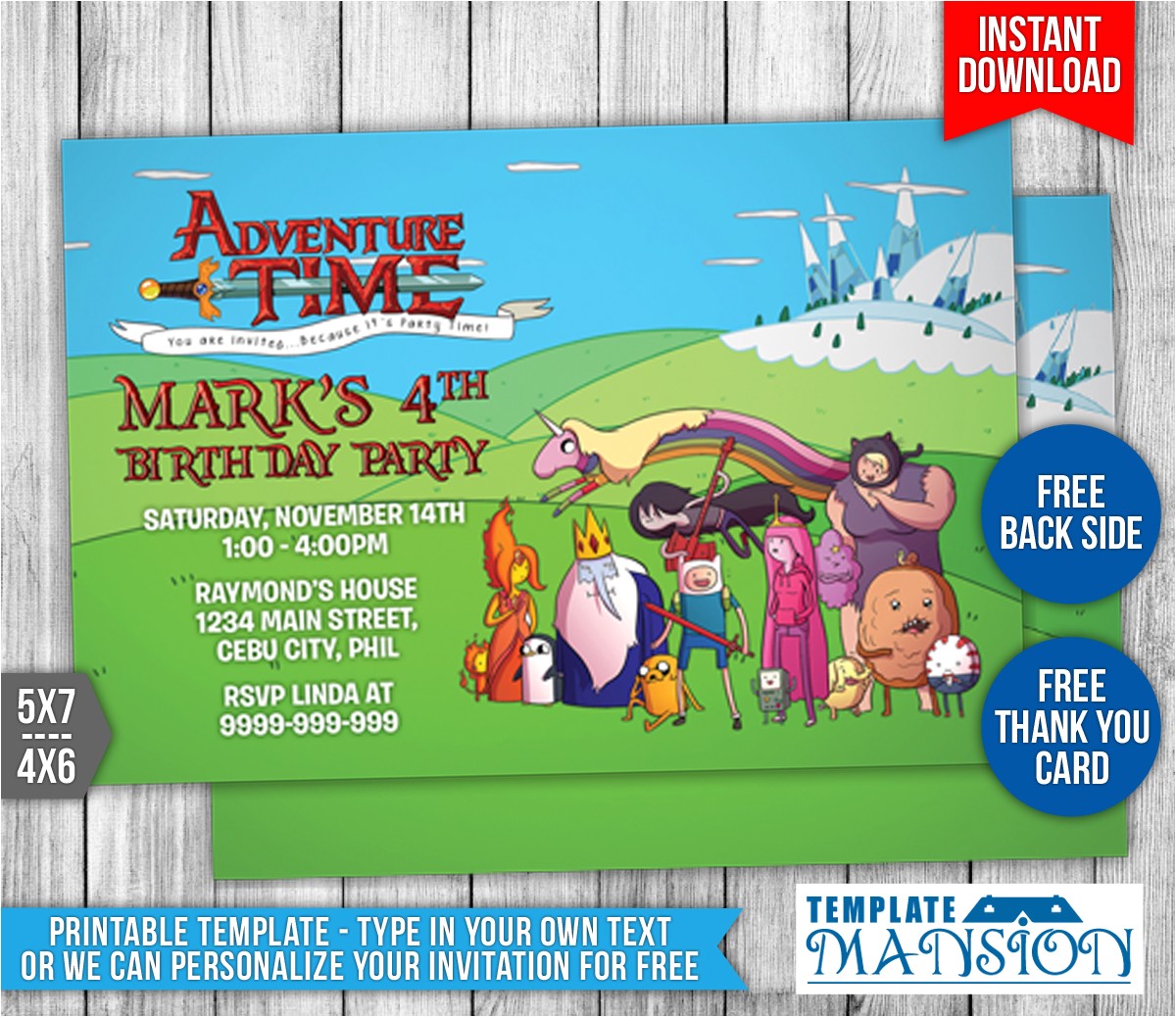 Adventure Time Party Invitation Template Adventure Time Birthday Invitation Template 1 by