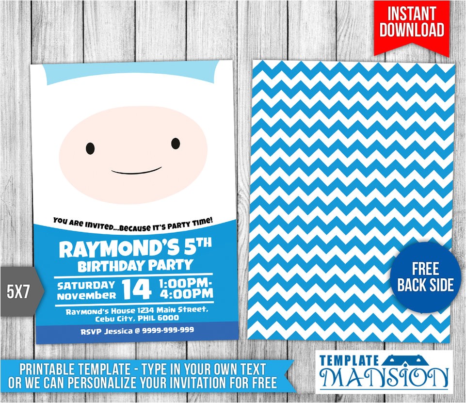Adventure Time Party Invitation Template Adventure Time Birthday Invitation Template 2 by