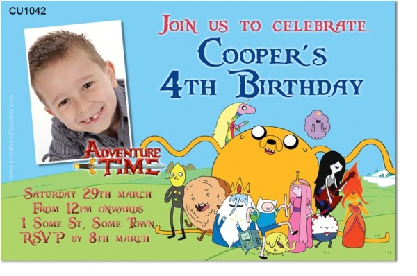 Adventure Time Party Invitation Template Cu1042 Adventure Time Birthday Invitation Boys themed