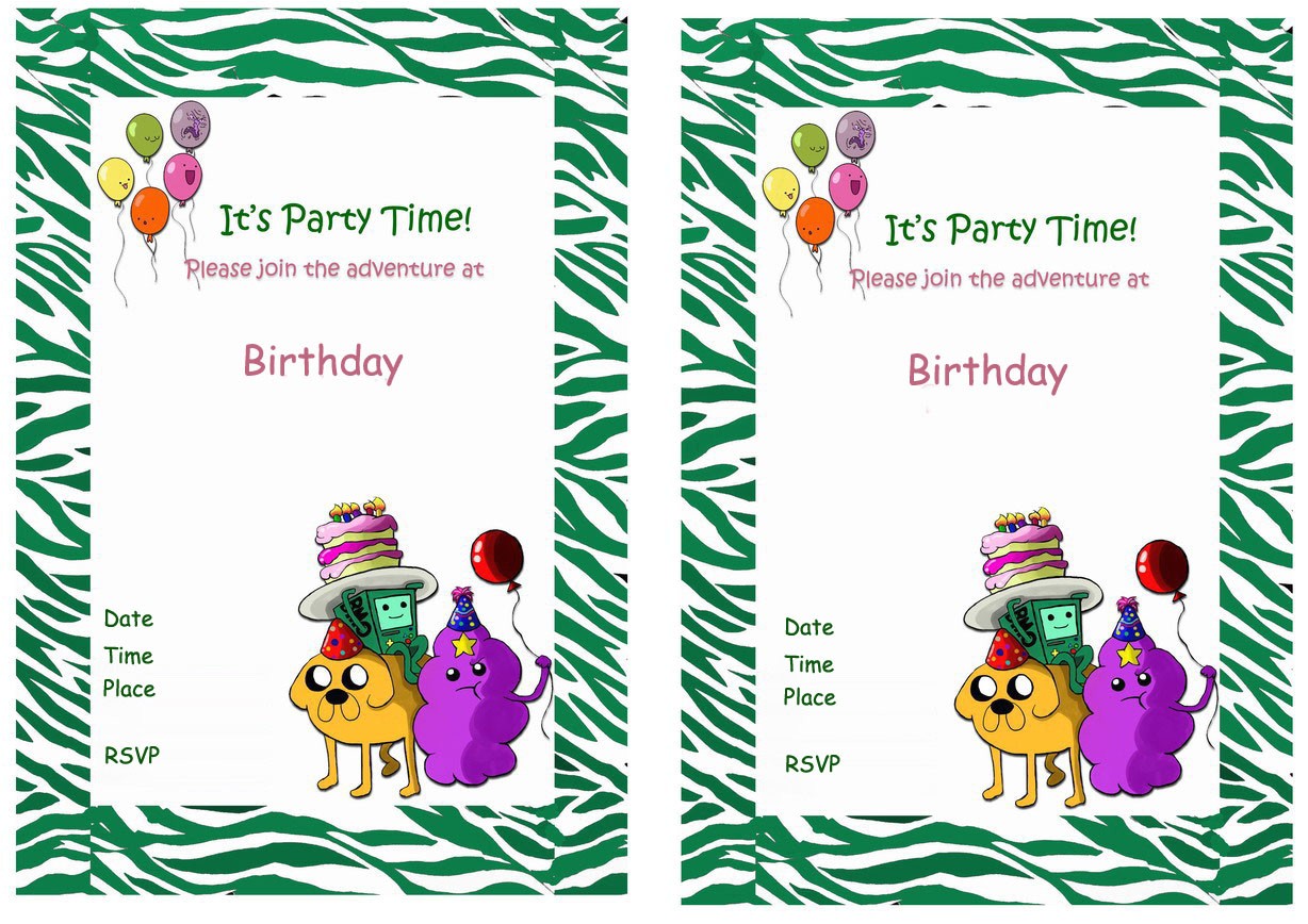 Adventure Time Party Invitation Template Printable Adventure Time Invitations Party Invitations Ideas