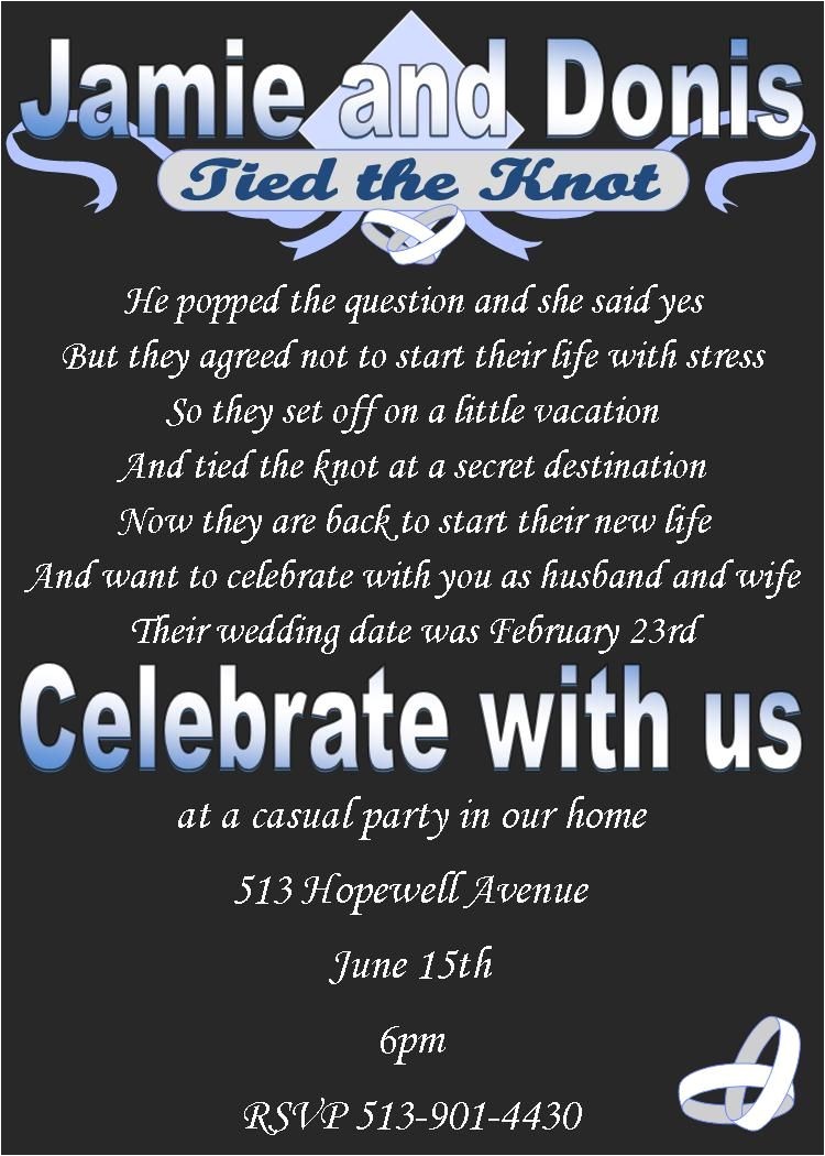 After Elopement Party Invitations after the Wedding Party Invitations or Elopement Party