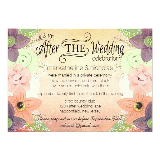 After Wedding Party Invitations Watercolor Flowers after Wedding Invitations After Wedding Party Invitations Watercolor Flowers after Wedding Invitations