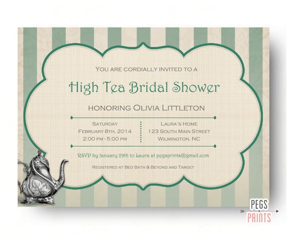 Afternoon Tea Bridal Shower Invitation Wording High Tea Bridal Shower Invitation Printable Bridal Tea Party
