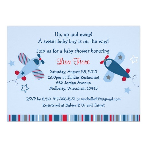 Airplane themed Baby Shower Invitations Airplane Aviator Baby Shower Invitations