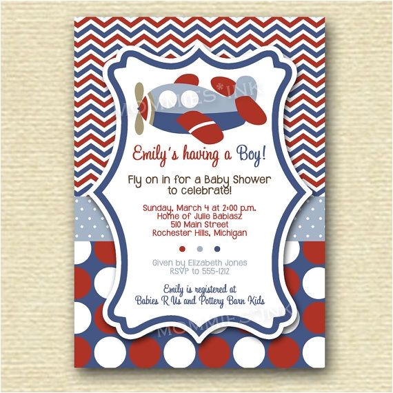 Airplane themed Baby Shower Invitations Baby Shower Invitations Vintage Airplane Baby Shower