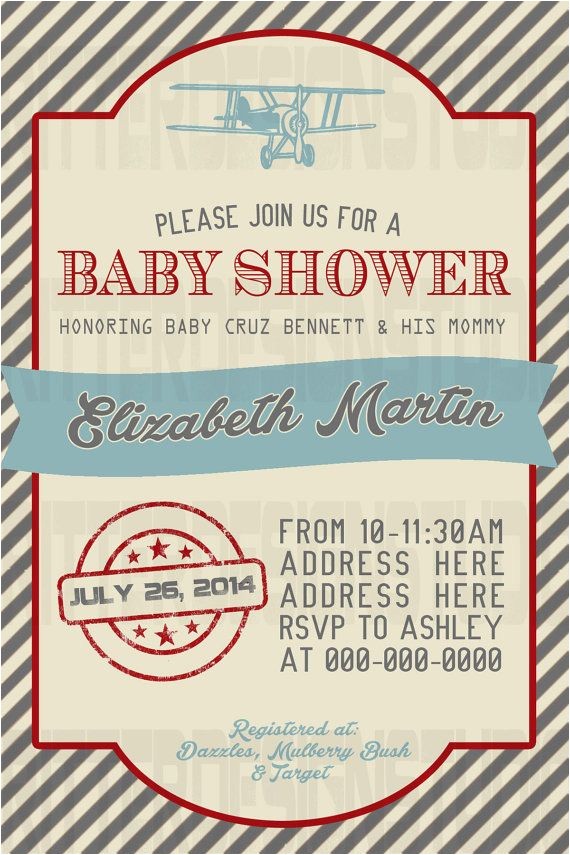 Airplane themed Baby Shower Invitations Old Vintage Airplane Baby Shower Invitation Printable